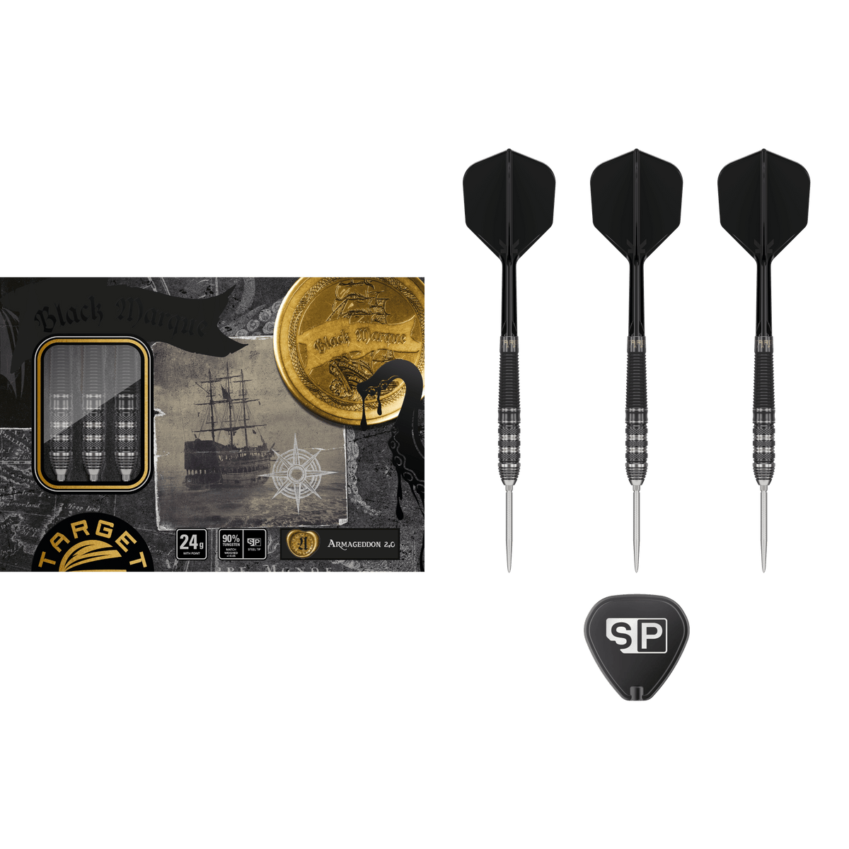 Target Japan Black Marque Armageddon G2 Swiss Point Steel Tip Darts 90%