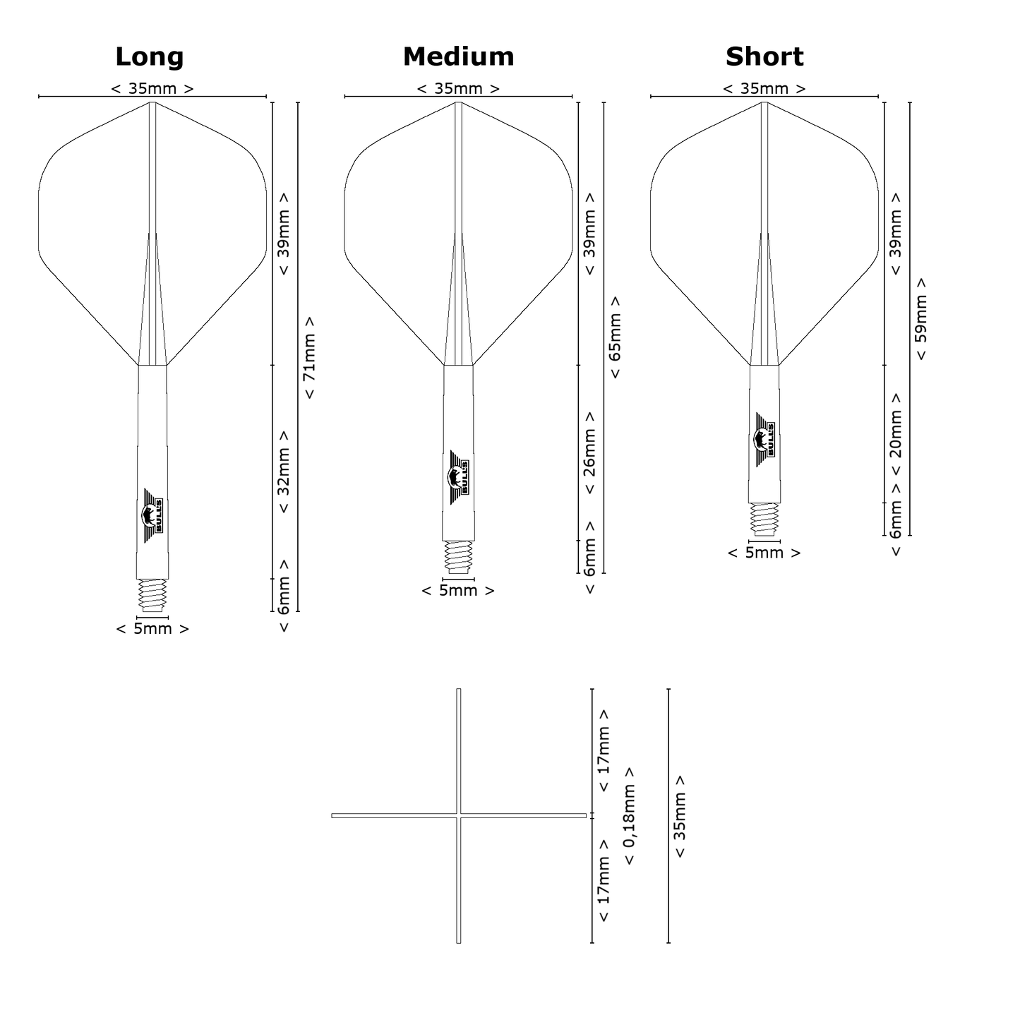 Bull's NL Union Standard Flight Shaft System - Gelb
