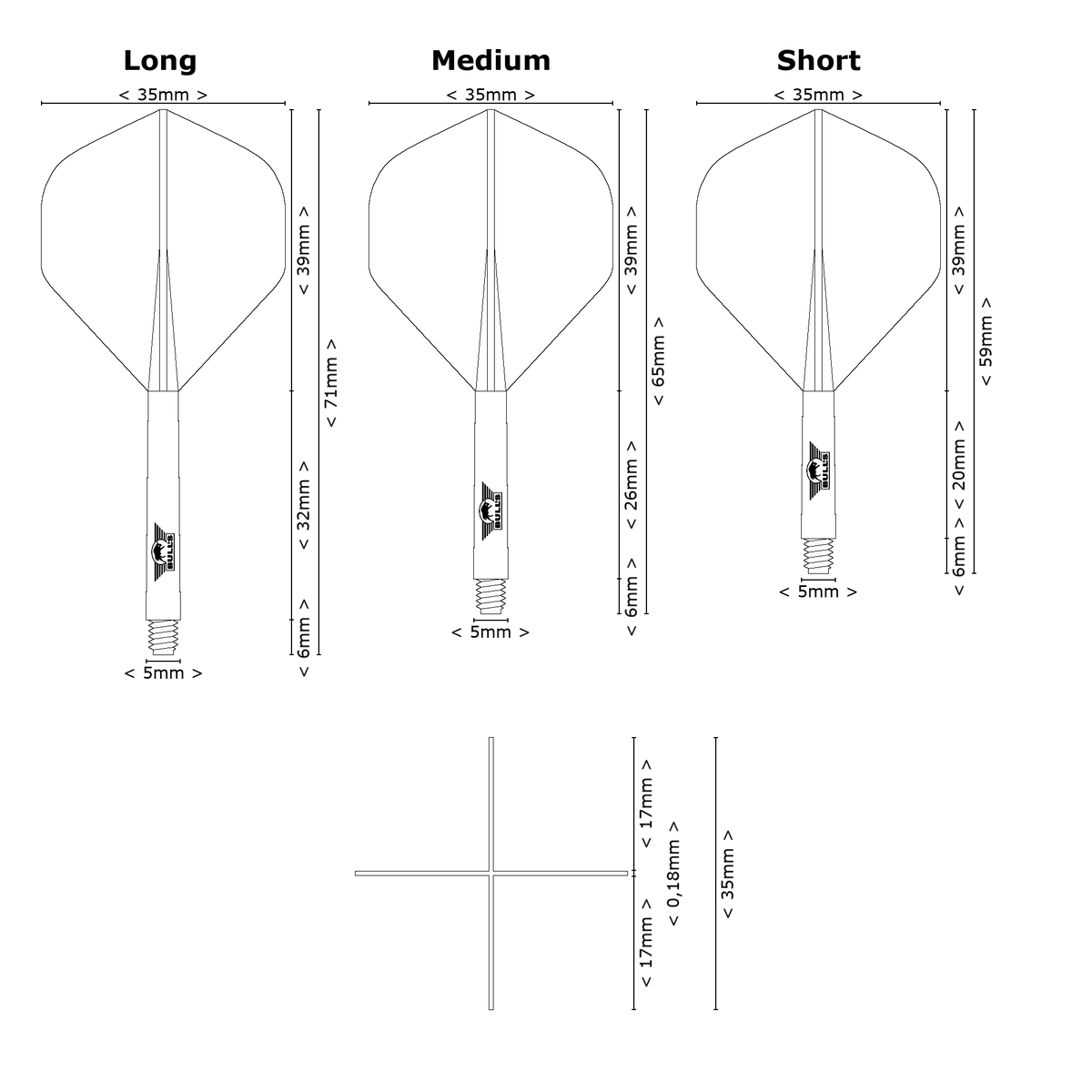 Bull's NL Union Standard Flight Shaft System - Schwarz