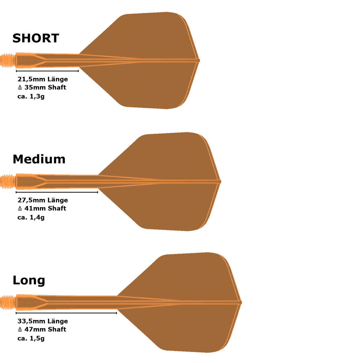Condor Axe Neon Small Standard Flight Shaft System Orange