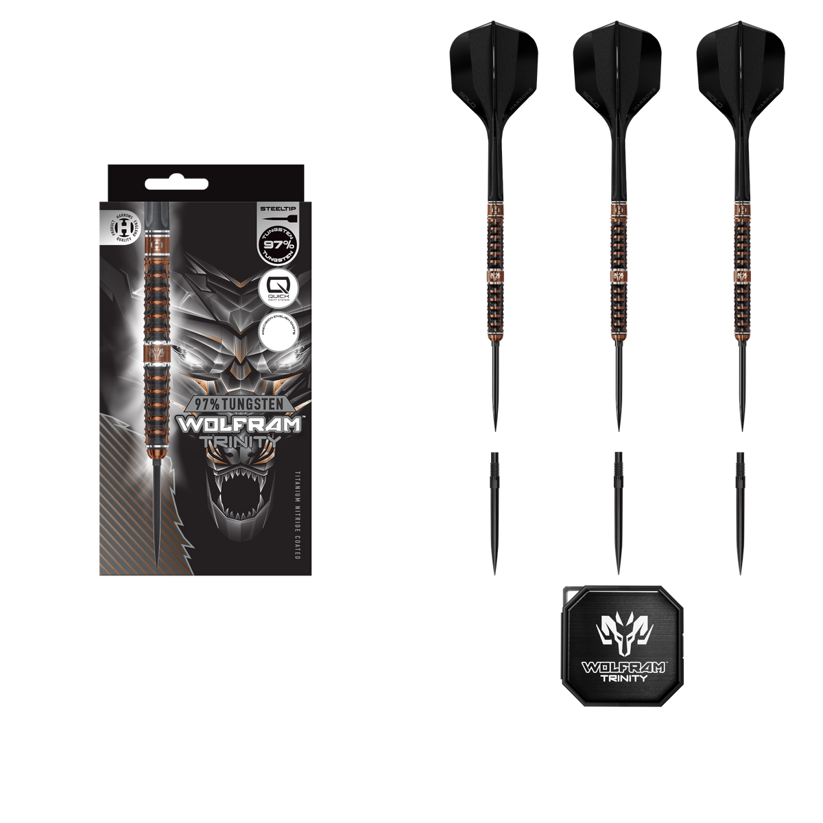 Harrows Wolfram Trinity Quick Point Steel Tip Darts 97%