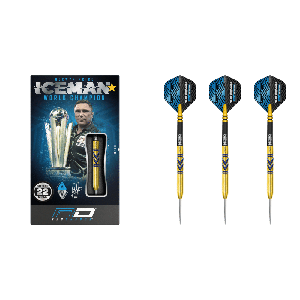 Red Dragon Gerwyn Price "Iceman" Avalanche Pro Gold Steel Tip Dart 90%
