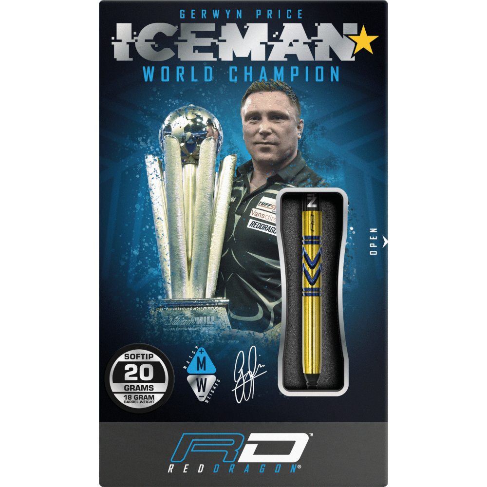 Red Dragon Gerwyn Price "Iceman" Avalanche Pro Gold Softdart 90%