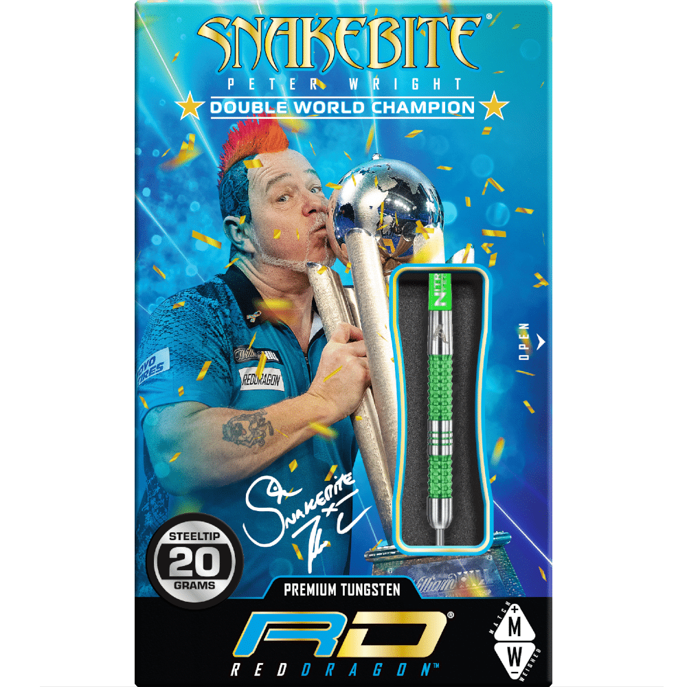 Red Dragon Peter Wright "Snakebite" Mamba 1 Steel Tip Darts 90%