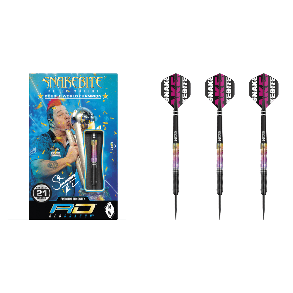 Red Dragon Peter Wright "Snakebite" WC 2020 Steel Tip Darts 90%