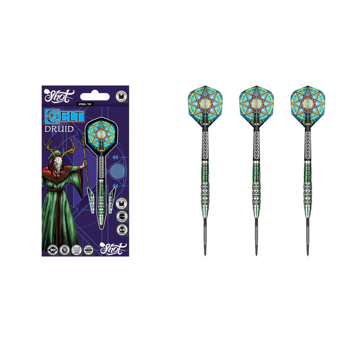 Shot Celt Druid Turbo Points Steeldart - Packungsinhalt