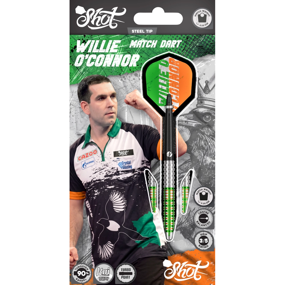 Shot William O`Connor Match Dart Turbo Points Steeldart - Verpackung