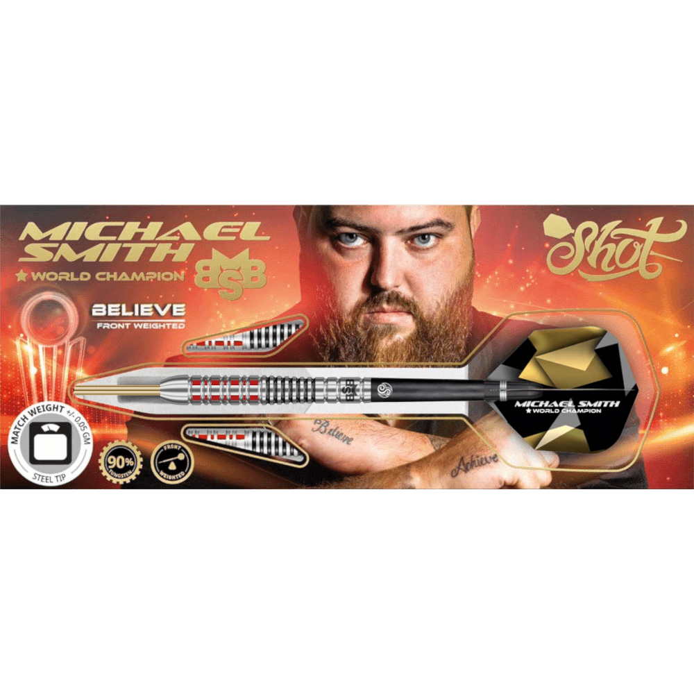 Shot Michael Smith Believe Steel Tip Darts 90%