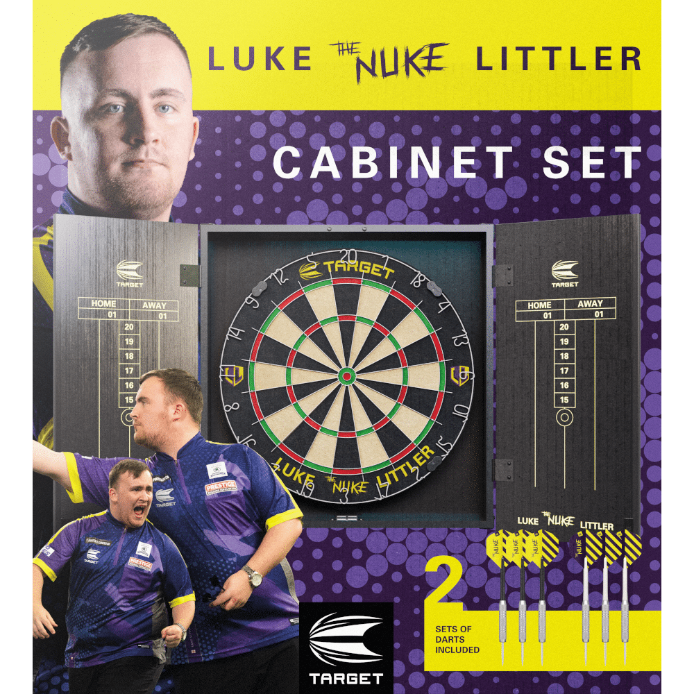 Target Luke Littler Dartboard und Cabinet Set