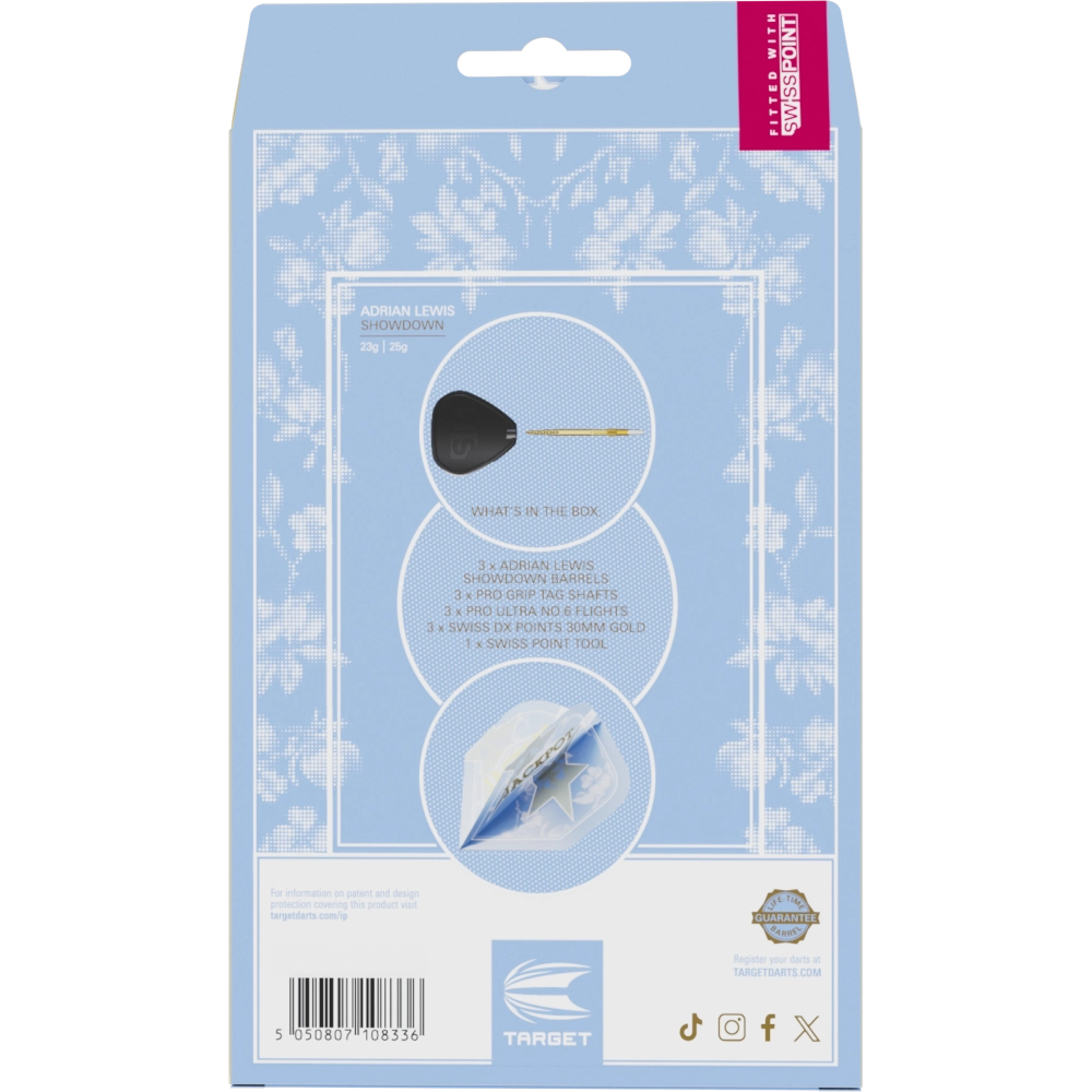 Target Adrian Lewis Showdown SP Steeldart 95% - Verpackung hinten