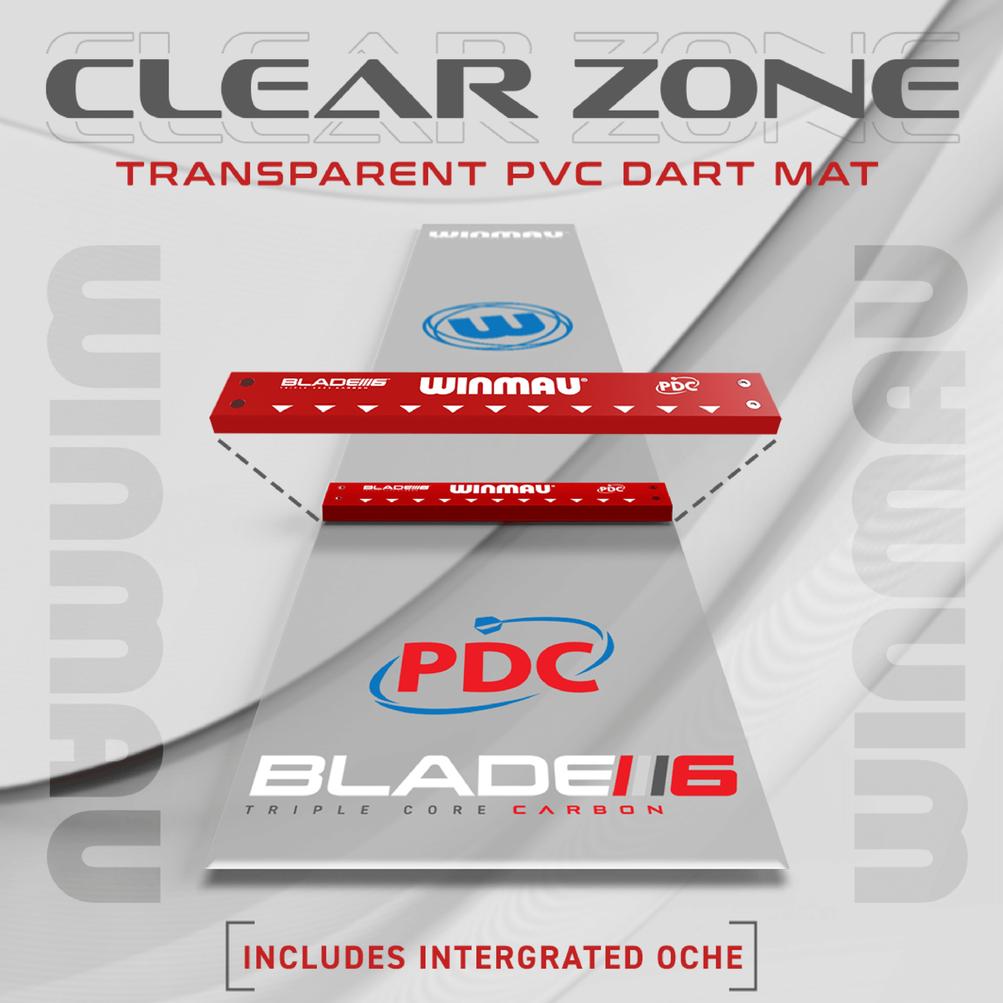 Winmau Clearzone PDC Dart Mat (transparent) with Oche