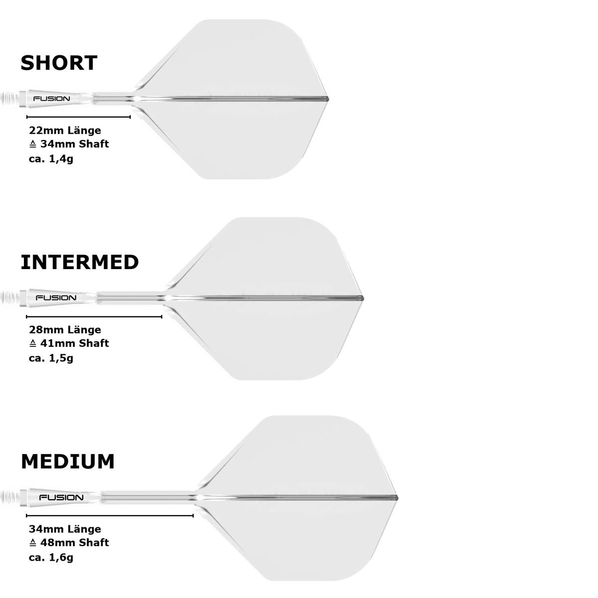 Winmau Fusion Standard No.2 Flight Shaft System Transparent