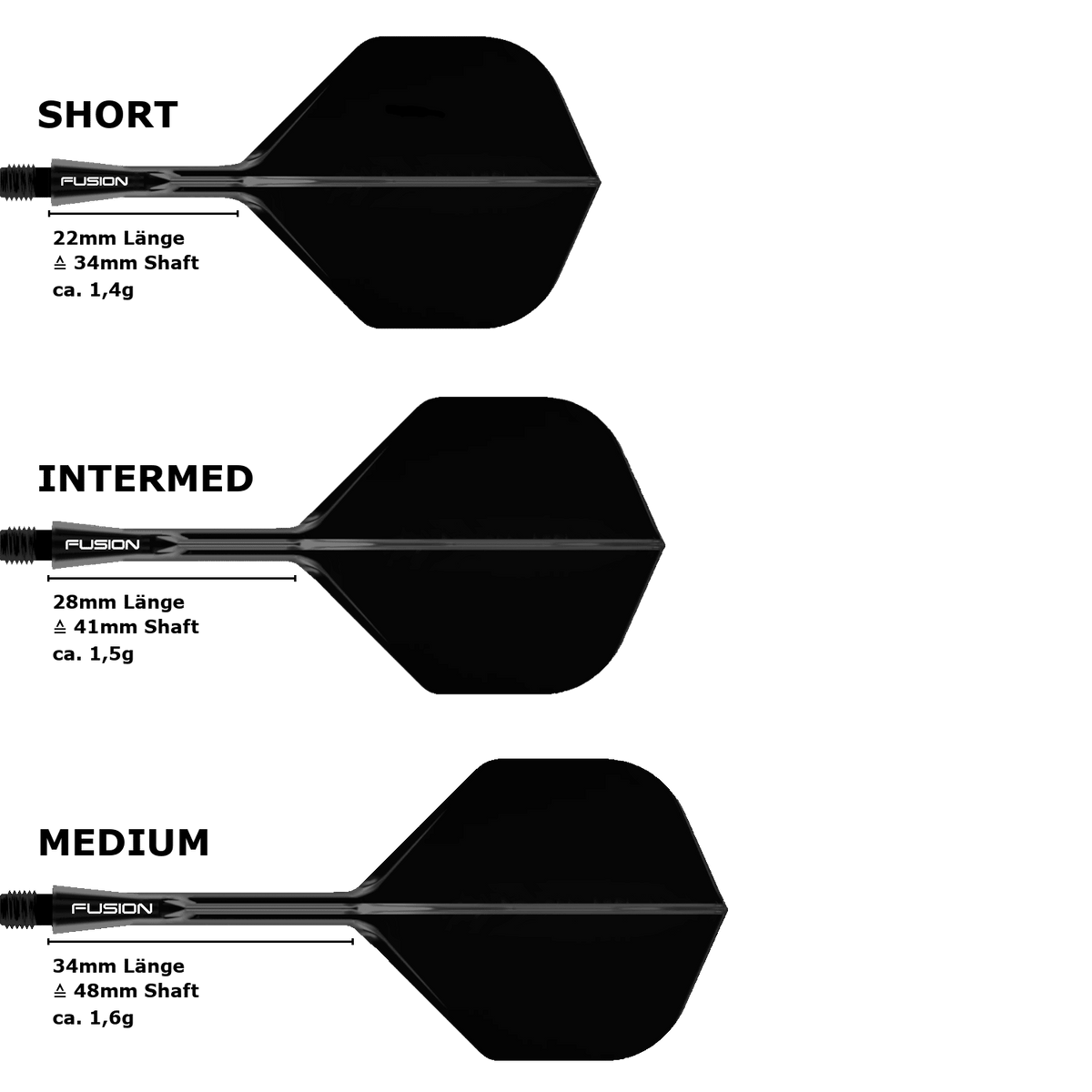 Winmau Fusion Standard No.2 Flight Shaft System Schwarz