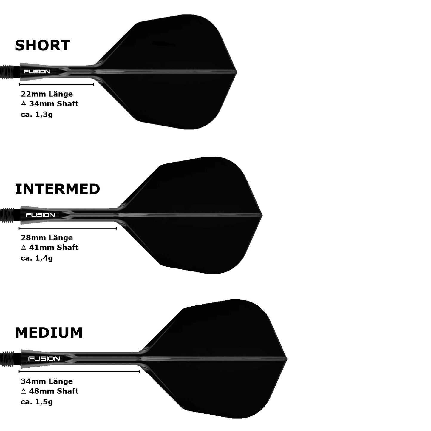 Winmau Fusion Small Standard No.6 Flight Shaft System Black