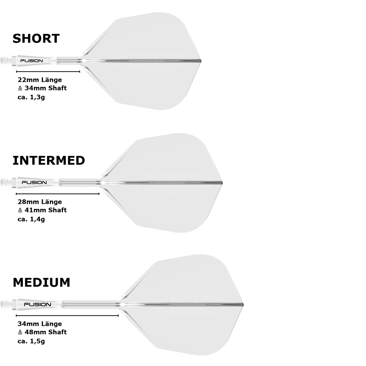 Winmau Fusion Small Standard No.6 Flight Shaft System Transparent