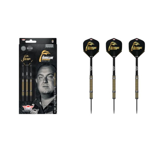 Bull's NL Kim Huybrechts E2 Steeldart 90% (Lieferumfang: 3x Barrel, 3x Spitzen, 3x Flights, 3x Schäfte)