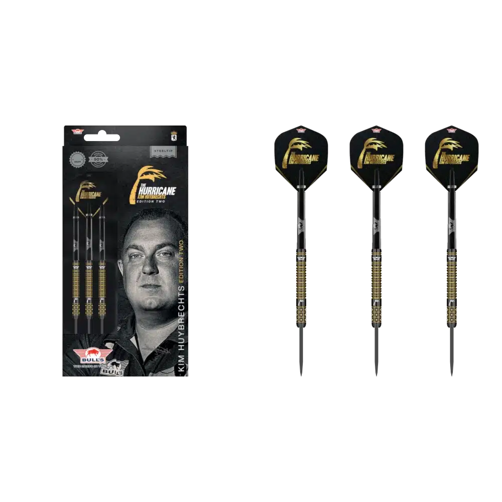 Bull's NL Kim Huybrechts E2 Steeldart 90% (Lieferumfang: 3x Barrel, 3x Spitzen, 3x Flights, 3x Schäfte)