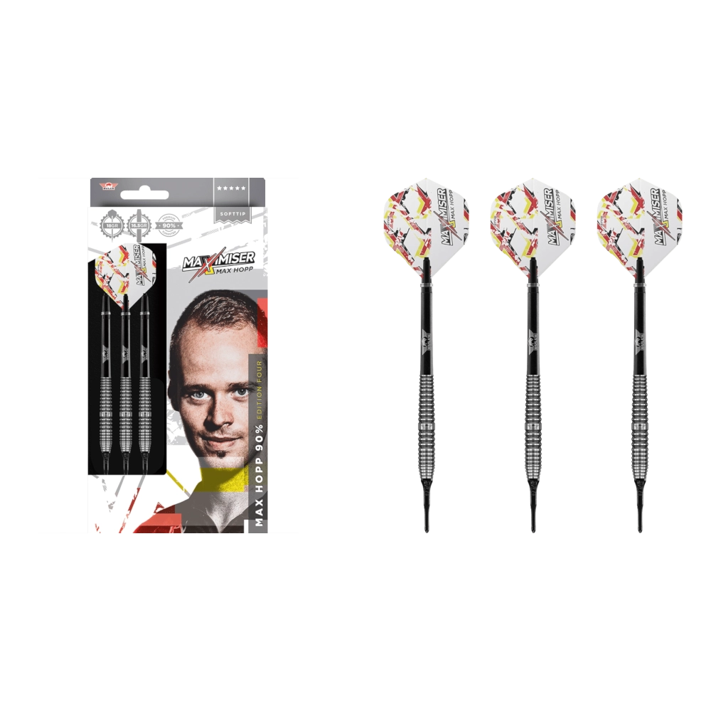 Bull's NL Max Hopp E4 Softdart 90% (Lieferumfang: 3x Barrel, 3x Spitzen, 3x Flights, 3x Schäfte)