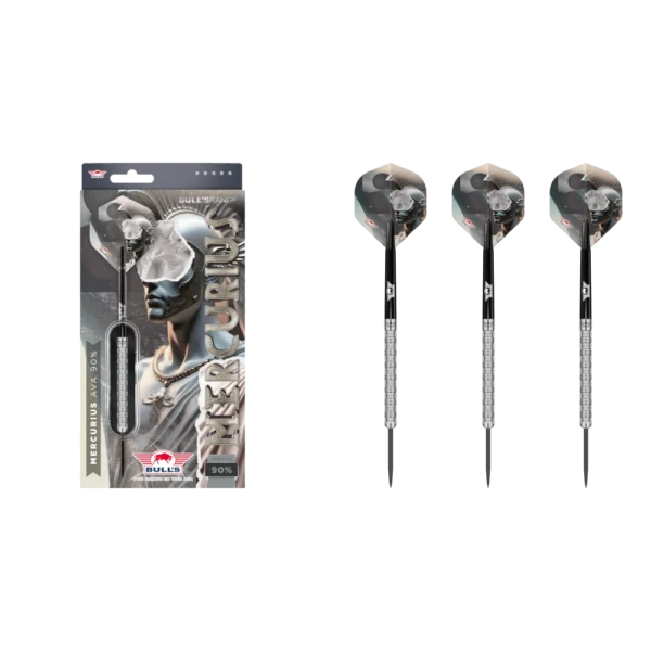 Bull's NL Mercurius Ava Steeldart 90% (Lieferumfang: 3x Barrel, 3x Spitzen, 3x Flights, 3x Schäfte)