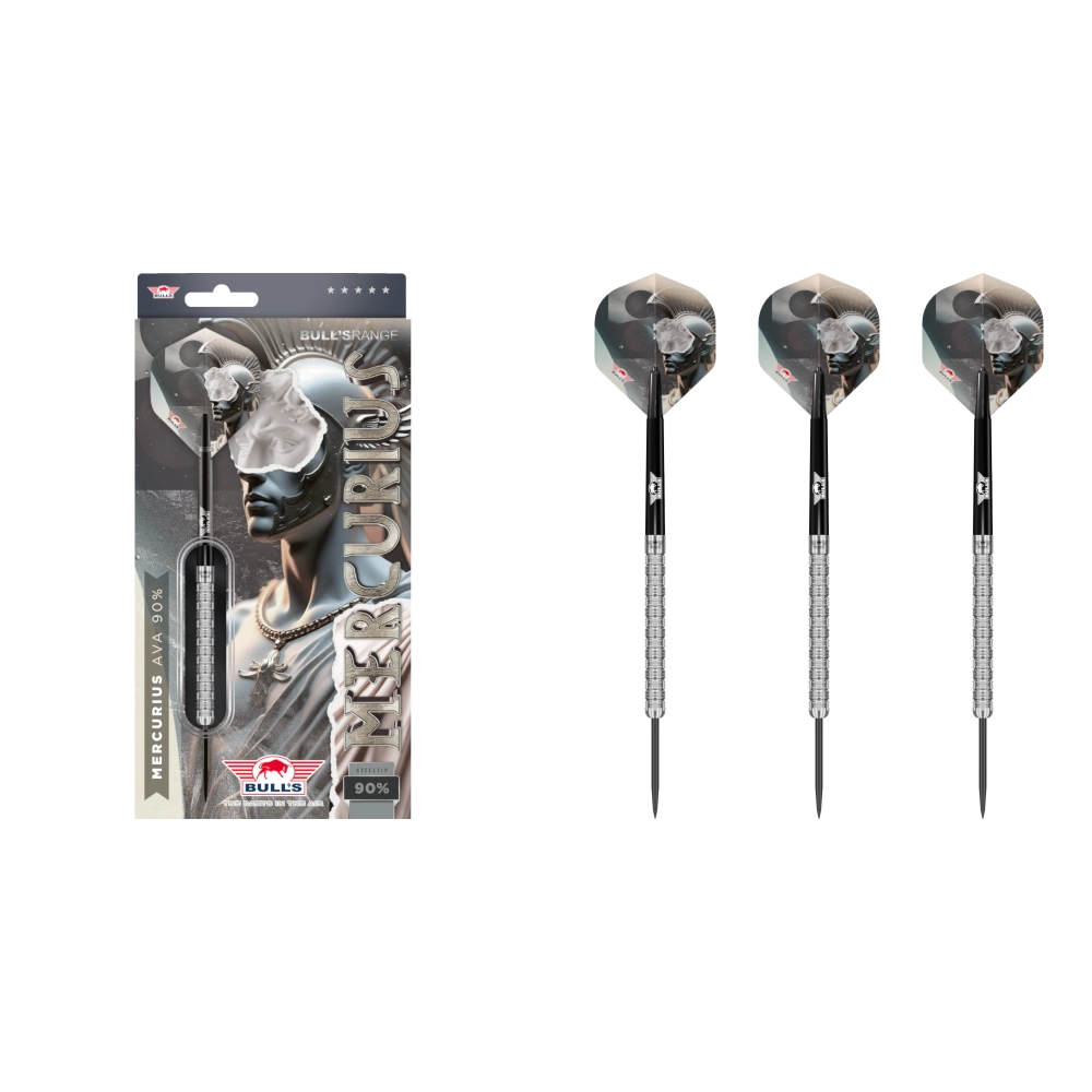 Bull's NL Mercurius Ava Steeldart 90% (Lieferumfang: 3x Barrel, 3x Spitzen, 3x Flights, 3x Schäfte)