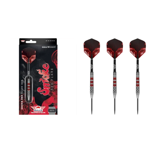 Bull's NL Smoke Flare Steeldart 90% (Lieferumfang: 3x Barrel, 3x Spitzen, 3x Flights, 3x Schäfte)