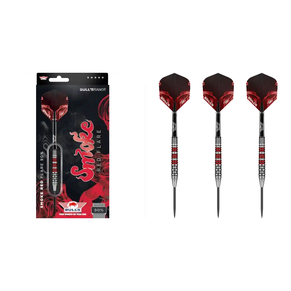 Bull's NL Smoke Flare Steeldart 90% (Lieferumfang: 3x Barrel, 3x Spitzen, 3x Flights, 3x Schäfte)