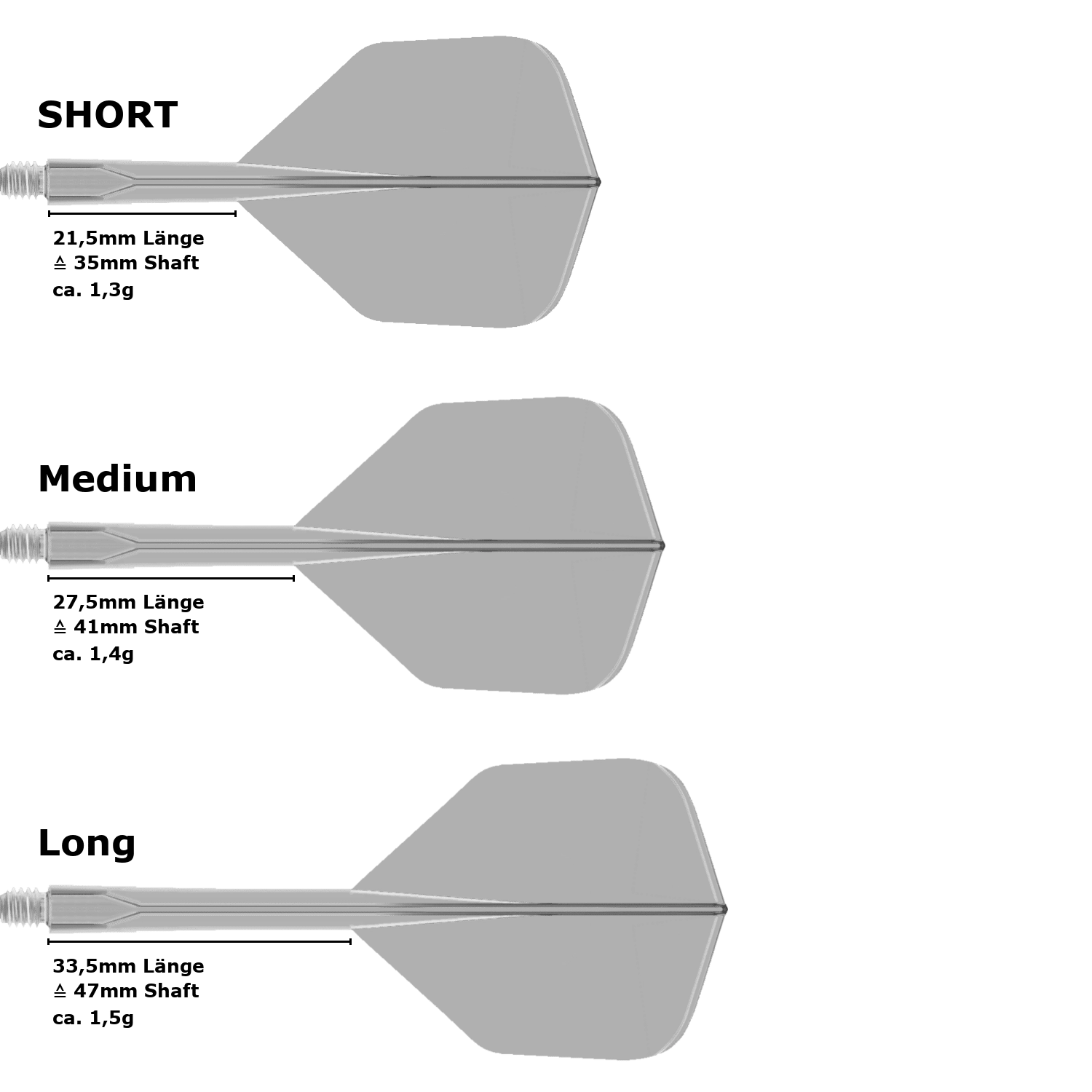 Condor Axe Small Standard Flight Shaft System (Längenvarianten)