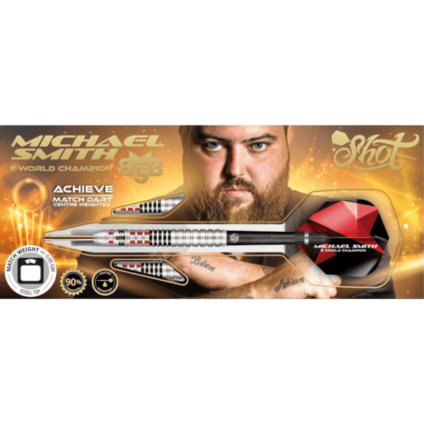 Shot! Michael Smith Achieve Steeldart 90% - Package