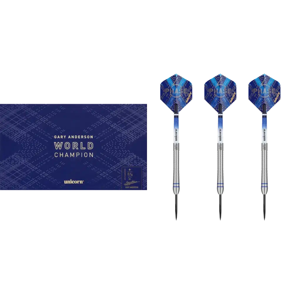 Unicorn Gary Anderson Phase 6 Steeldart 90% (Lieferumfang: 3x Barrel, 3x Spitzen, 3x Flights, 3x Schäfte)