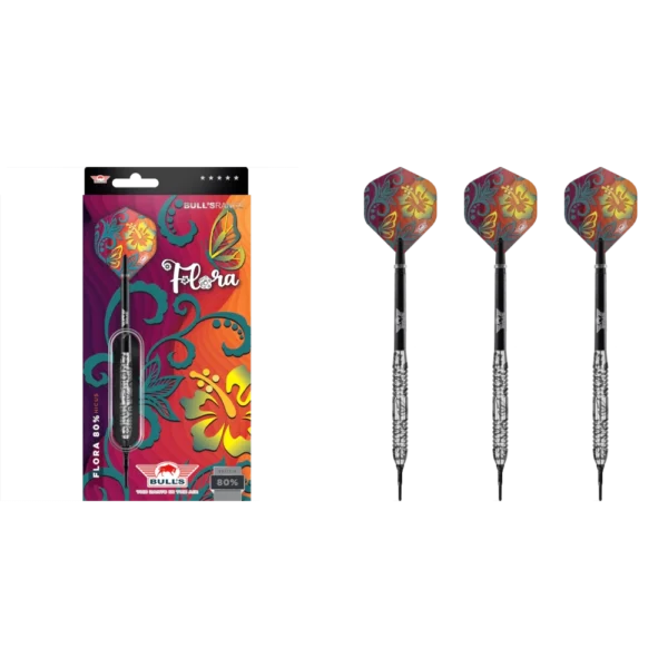 Bull's NL Flora Hicus Softdart 80% (Lieferumfang: 3x Barrel, 3x Spitzen, 3x Flights, 3x Schäfte)
