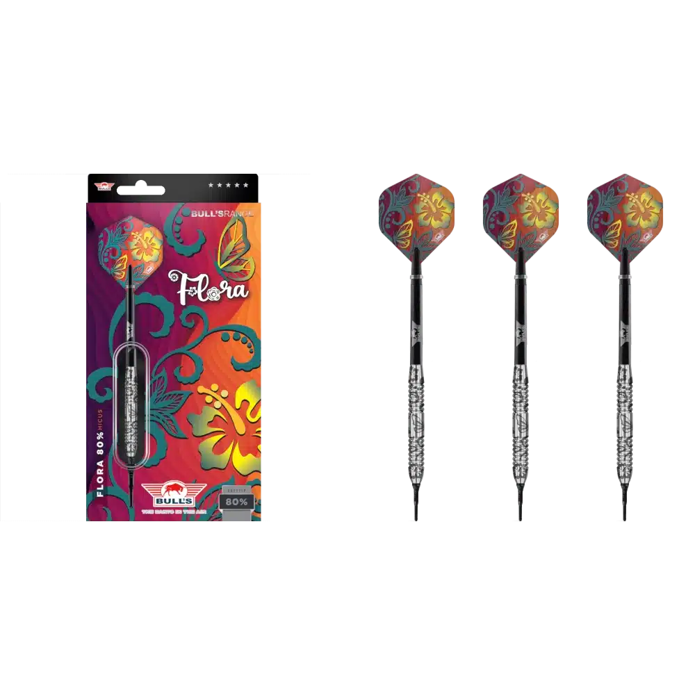Bull's NL Flora Hicus Softdart 80% (Lieferumfang: 3x Barrel, 3x Spitzen, 3x Flights, 3x Schäfte)
