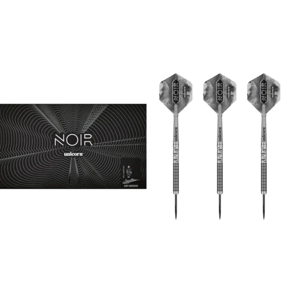 Unicorn Gary Anderson Phase 5 Noir Steeldart 90% (Lieferumfang: 3x Barrel, 3x Spitzen, 3x Flights, 3x Schäfte)