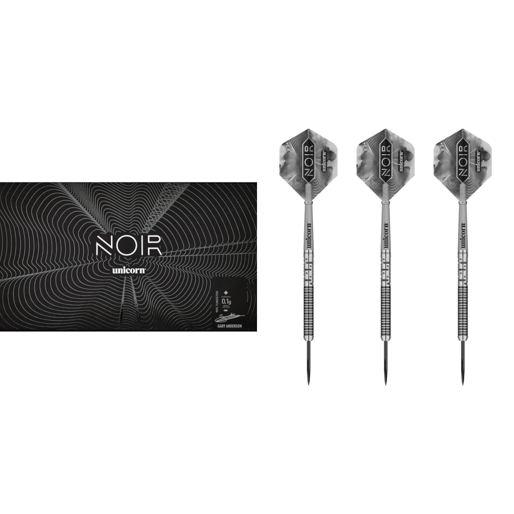 Unicorn Gary Anderson Phase 5 Noir Steeldart 90% (Lieferumfang: 3x Barrel, 3x Spitzen, 3x Flights, 3x Schäfte)