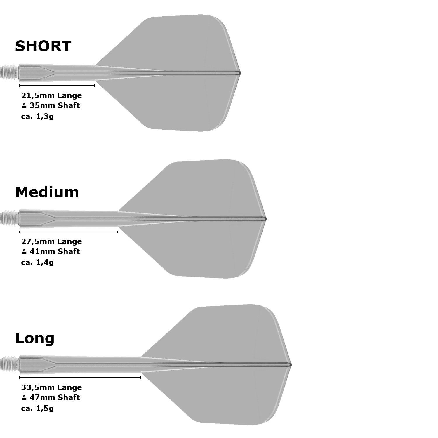 Condor Axe Metallic Small Standard Flight Shaft System (Längenvarianten)
