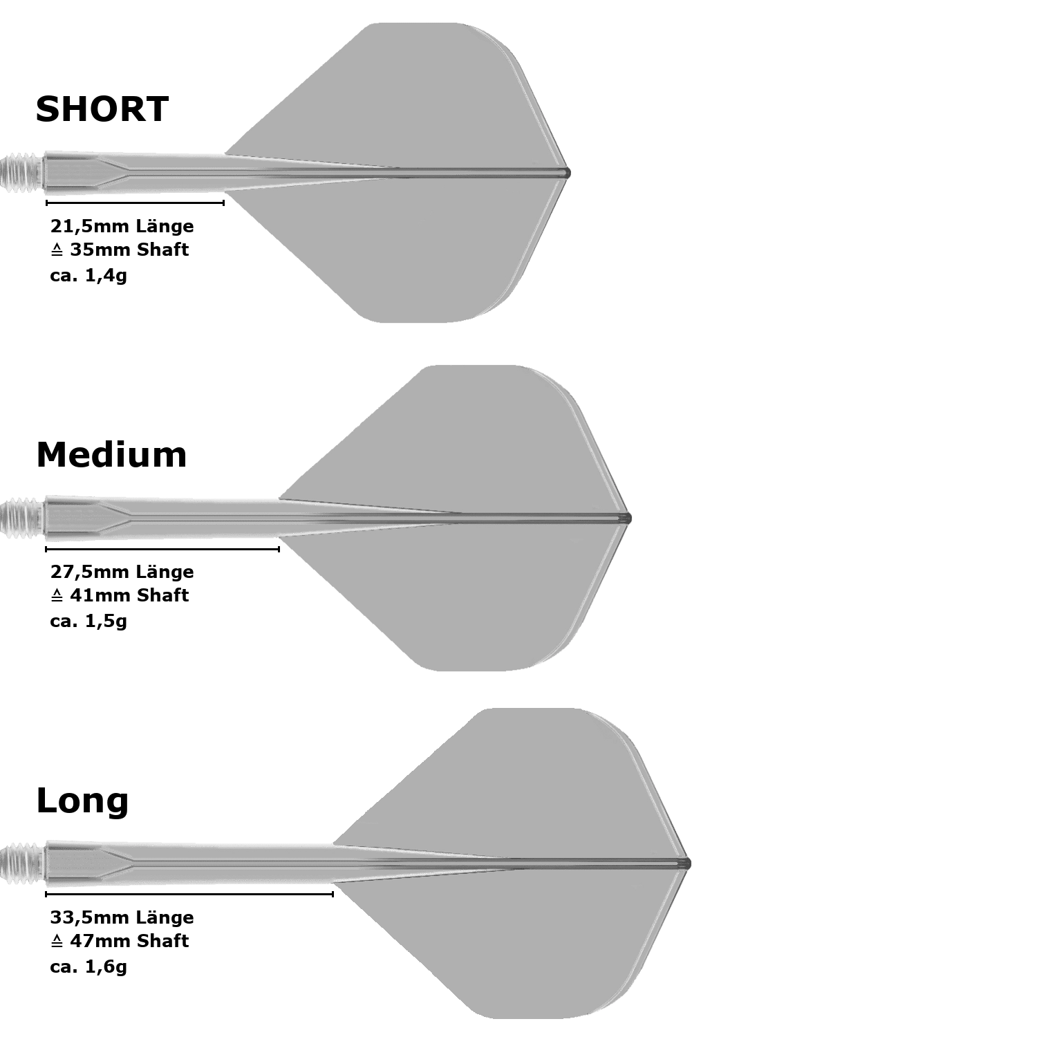 Condor Axe Metallic Standard Flight Shaft System (Längenvarianten)