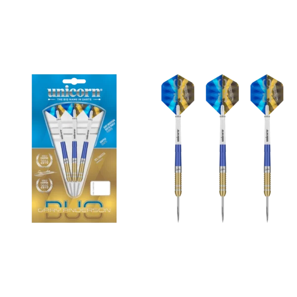 Unicorn Gary Anderson Phase 3 Duo Steeldart 80% (Lieferumfang: 3x Barrel, 3x Spitzen, 3x Flights, 3x Schäfte)