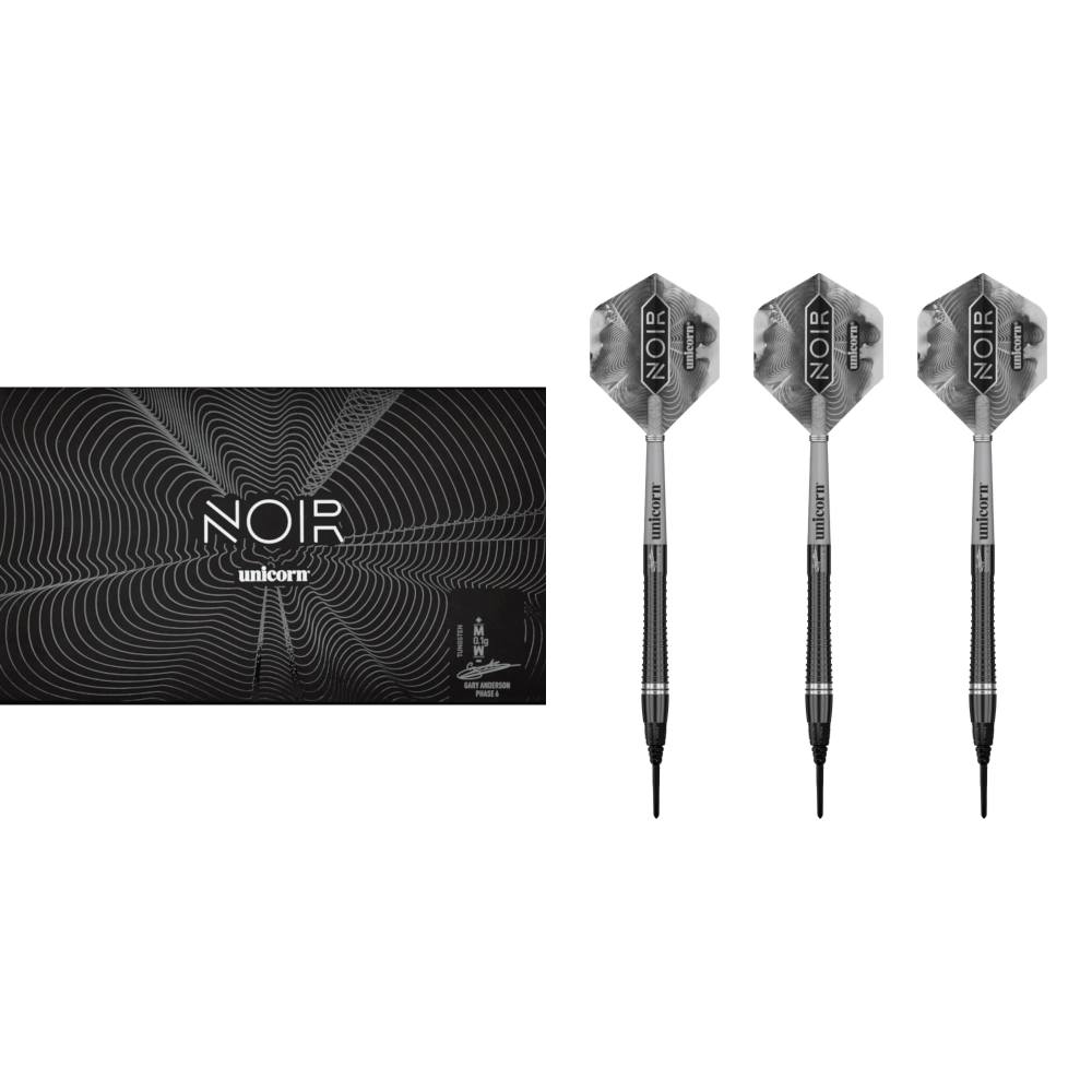 Unicorn Gary Anderson Phase 6 Noir Softdart 90% (Lieferumfang: 3x Barrel, 3x Spitzen, 3x Flights, 3x Schäfte)