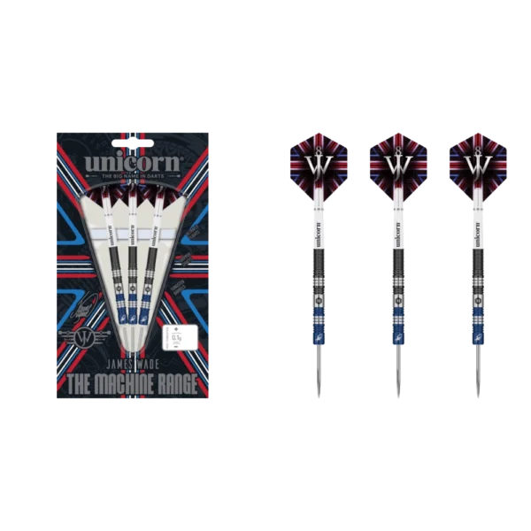Unicorn James Wade Phase 2 Two Tone Steeldart 90% (Lieferumfang: 3x Barrel, 3x Spitzen, 3x Flights, 3x Schäfte)