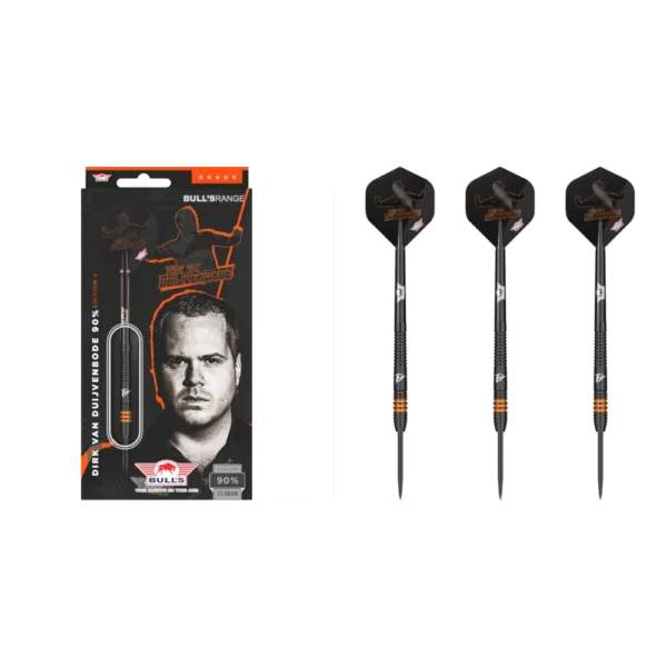 Bull's NL Dirk van Duijvenbode E2 Steeldart 90% (Lieferumfang: 3x Barrel, 3x Spitzen, 3x Flights, 3x Schäfte)