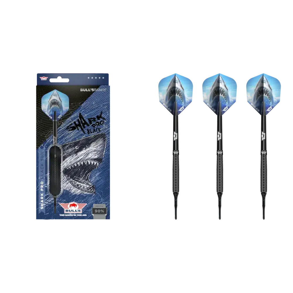 Bull's NL Shark Pro Black Softdart 90% (Lieferumfang: 3x Barrel, 3x Spitzen, 3x Flights, 3x Schäfte)