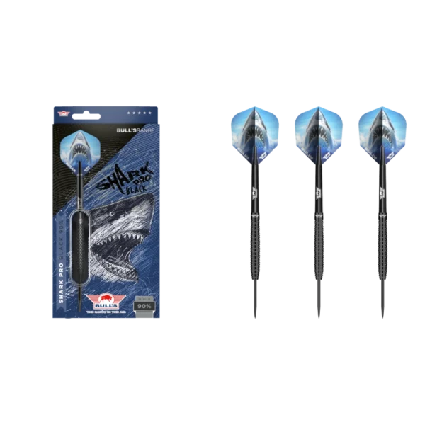 Bull's NL Shark Pro Black Steeldart 90% (Lieferumfang: 3x Barrel, 3x Spitzen, 3x Flights, 3x Schäfte)
