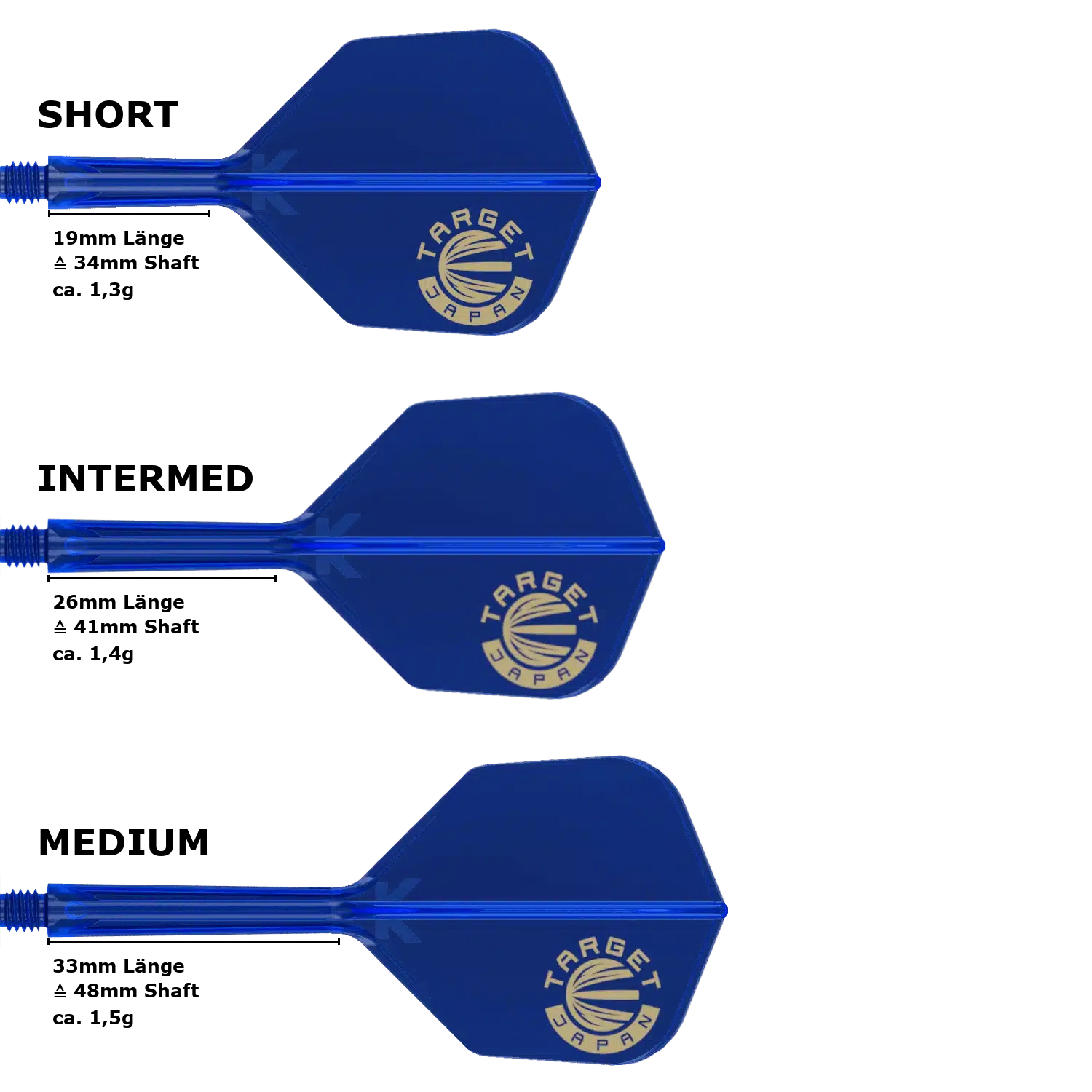 Target Japan K-Flex Blue Small Standard No.6 Flight Shaft System (Längenvarianten)